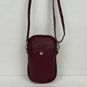 Leuk real leather telefoontasje bordeaux rood