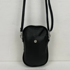 Leuk real leather telefoontasje zwart
