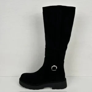 Hoge suèdine laarzen met gespje zwart