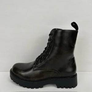 Basic veterboots met stoere zool donkerbruin