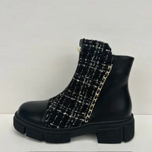 Gave boots met tweed motief zwart