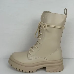 Basic leatherlook veterboots beige