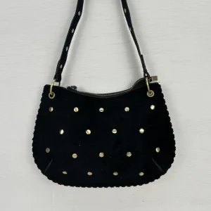 Suèdine schoudertasje met studs zwart