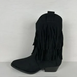 Trendy cowboylaarzen met franjes zwart