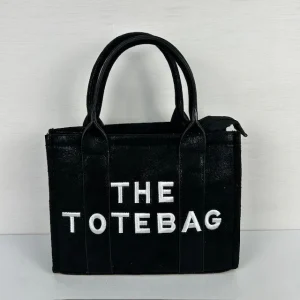 Metallic tote bag klein zwart