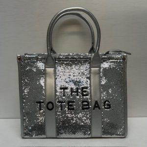 Glitter tote bag groot zilver