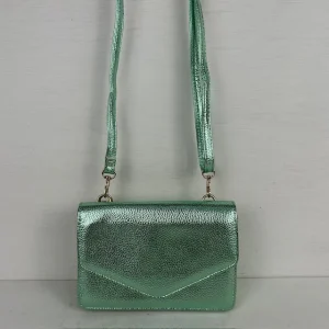 Schoudertasje met portemonnee metallic groen
