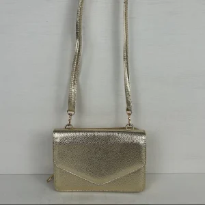 Schoudertasje met portemonnee metallic goud