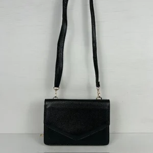 Schoudertasje met portemonnee metallic zwart