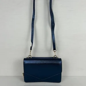 Schoudertasje met portemonnee metallic navy