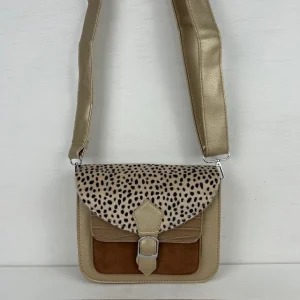 Trendy schoudertasje met gespje goud