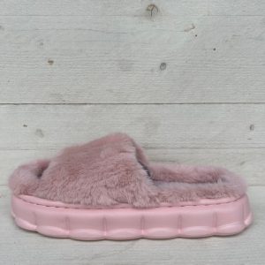 Furry pantoffels/ slides roze