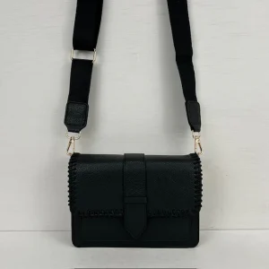 Leuk schoudertasje met stiksel zwart