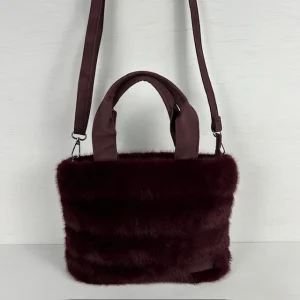 Furry mini shopper bordeaux rood
