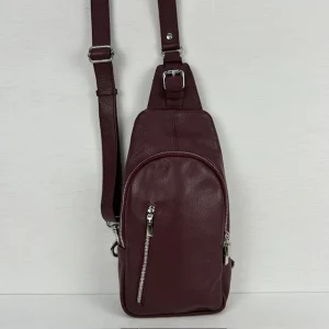 Real leather crossbodytas rood