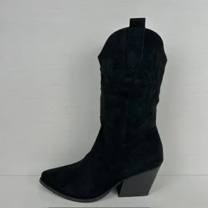 Cowboylaarzen met leuk motief zwart suède