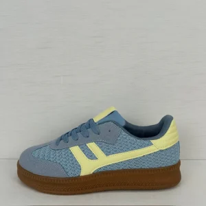 Trendy retro sneakers met gevlochten motief blauw