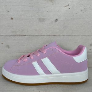 Retro sneaker met witte zool pastel roze