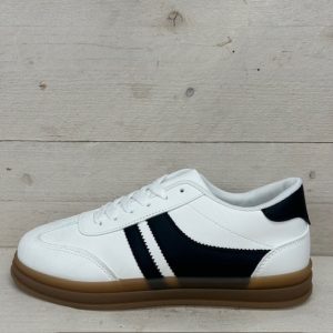 Retro sneakers met gekleurde zool wit