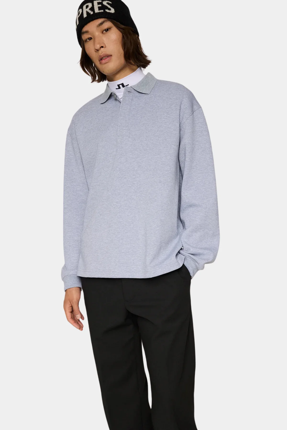 CADAN POLO SWEATER - MEDIUM GREY MELANGE - Afbeelding 3