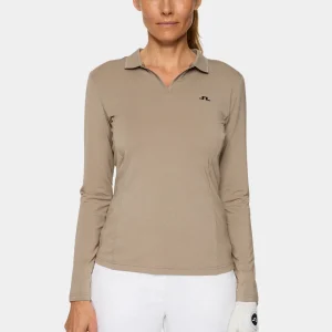 FALAH LONG SLEEVE POLO - BRINDLE