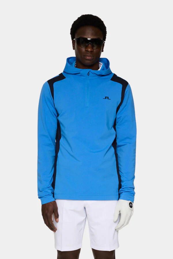 LUKAS QUARTER ZIP HOOD - SONIC BLUE