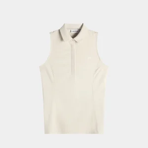 DENA SLEEVELESS POLO - MOONBEAM
