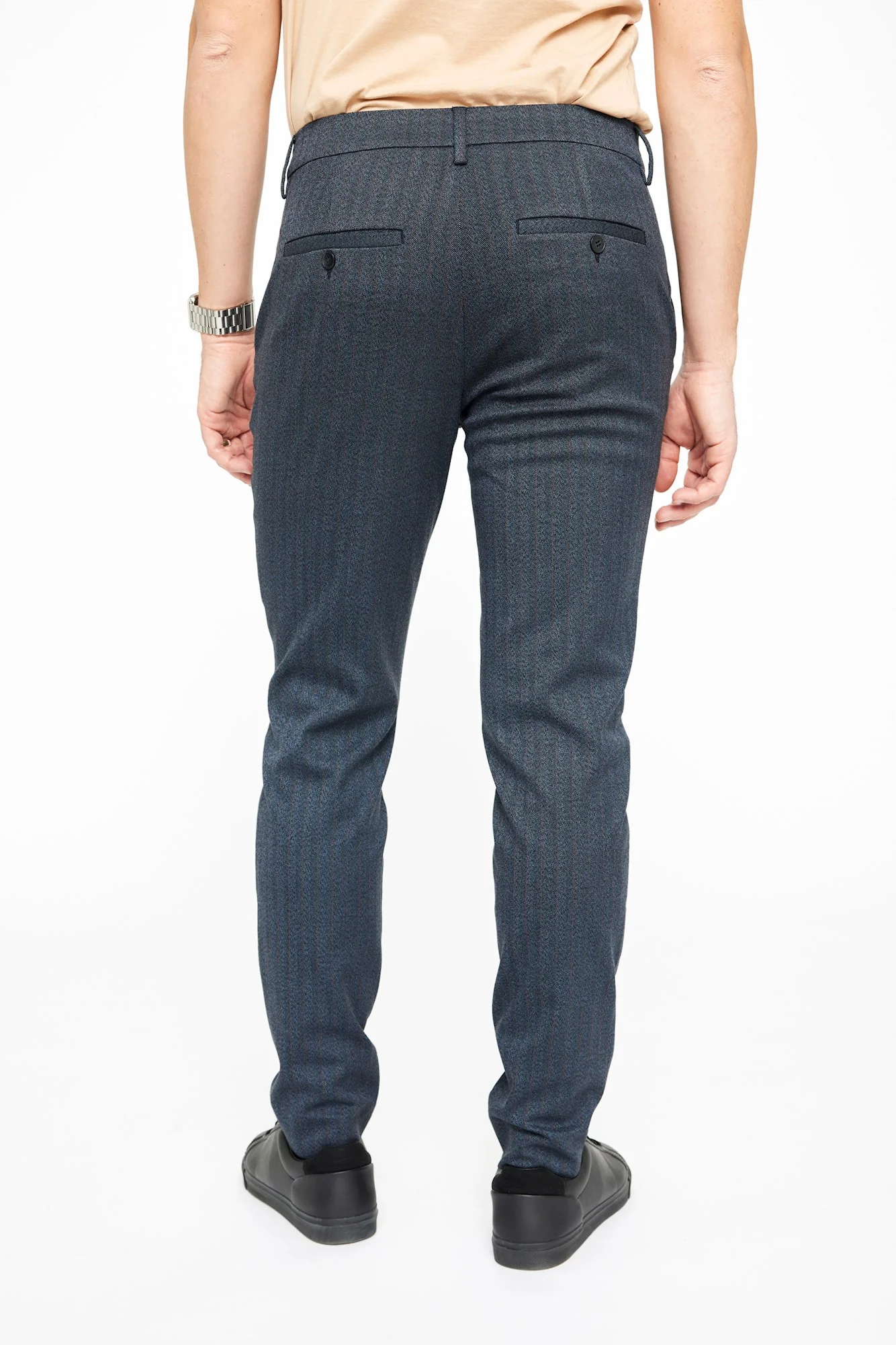 JOSH 834 - BLUE BROWN HERRINGBONE - Afbeelding 3