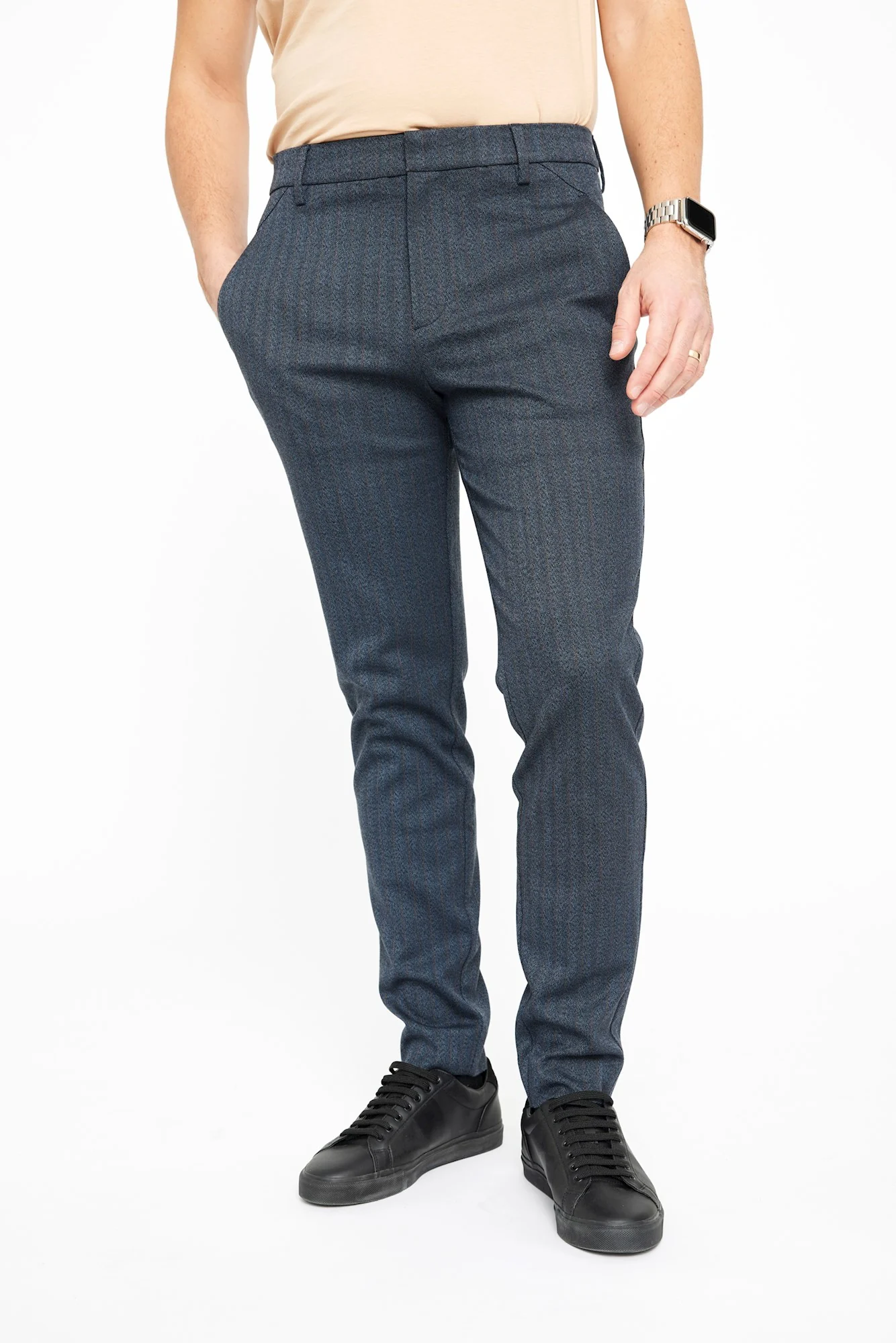 JOSH 834 - BLUE BROWN HERRINGBONE - Afbeelding 2