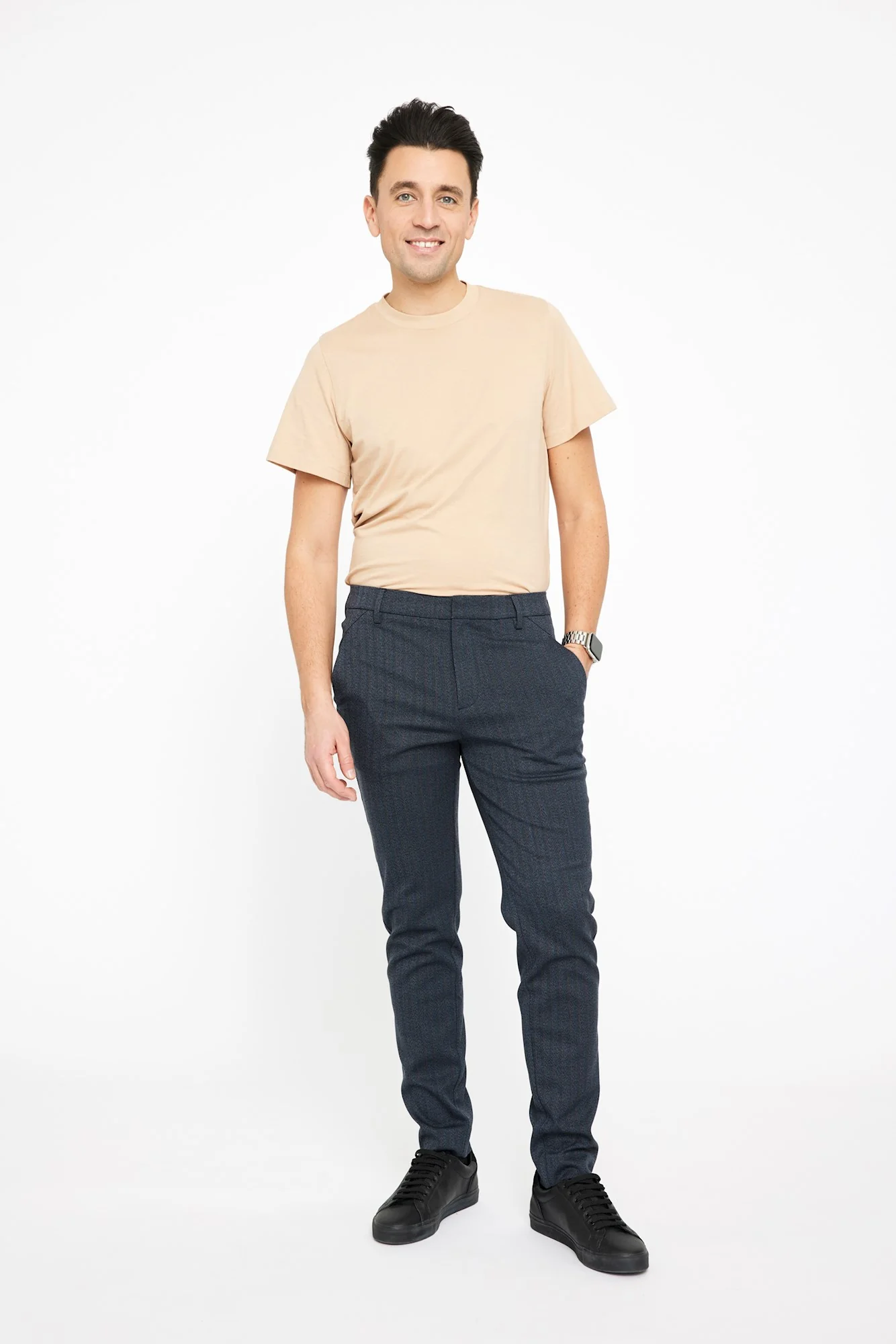 JOSH 834 - BLUE BROWN HERRINGBONE - Afbeelding 5