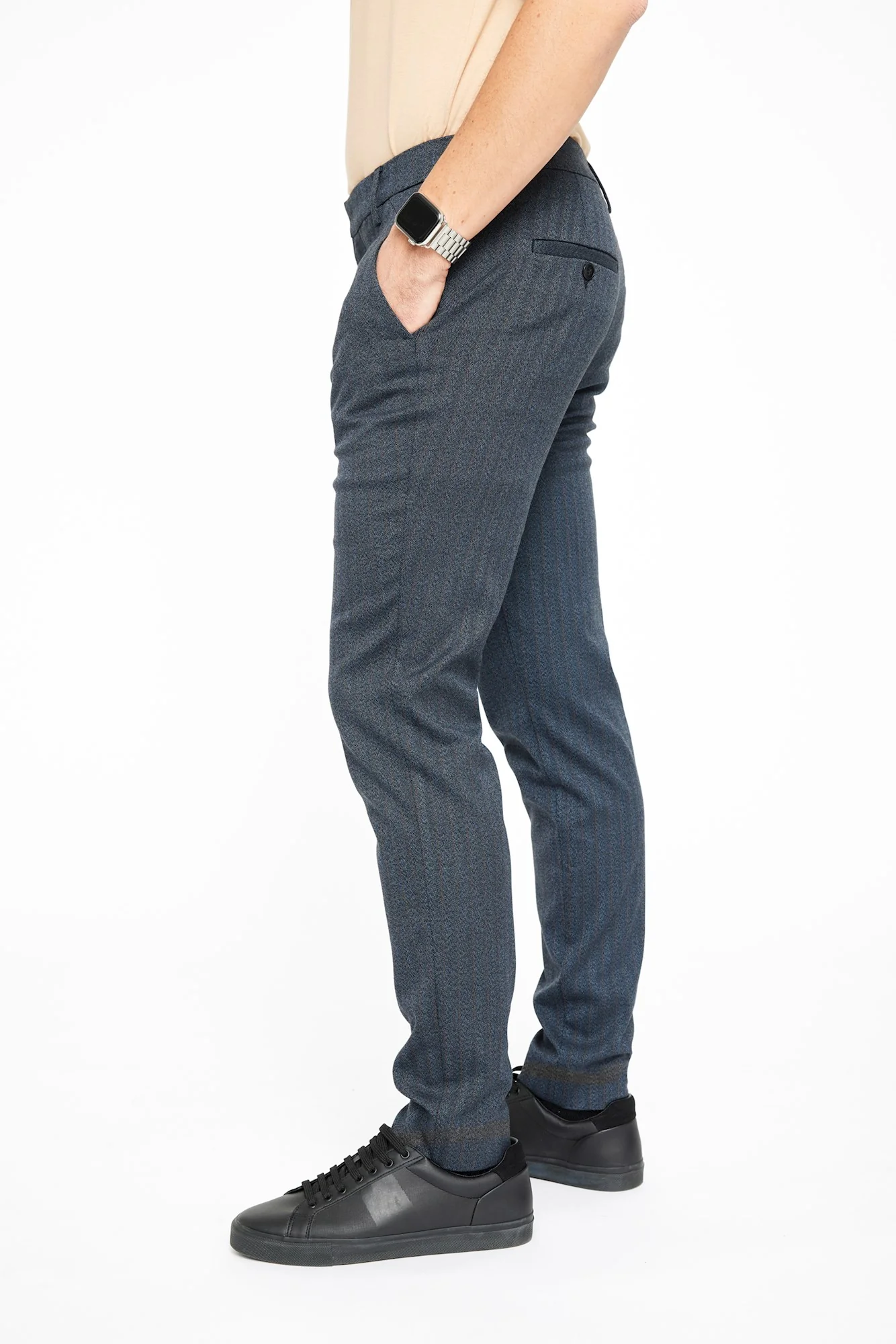 JOSH 834 - BLUE BROWN HERRINGBONE - Afbeelding 4