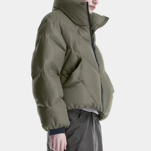 NEBULA SHORT PUFFER JACKET - DARK URBAN CHIC