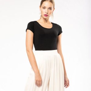 Kariban mini-mouwen dames T-shirt ronde hals
