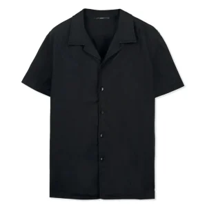 COLLINS SS LINEN SHIRT - BLACK