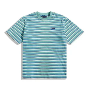 WAVE TEXTURE STRIPE T-SHIRT - DUSTY TURQUOISE