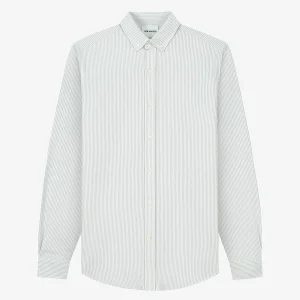 ORGANIC COTTON BUTTON-DOWN OXFORD SHIRT - LIGHT GREY STRIPES