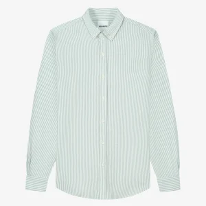 ORGANIC COTTON OXFORD SHIRT - LIGHT GREEN STRIPES