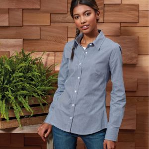 Premier Microcheck Gingham Cotton Longsleeve dames Shirt