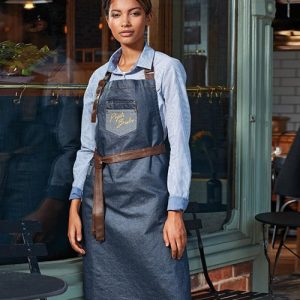 Premier Division Waxed Look Denim Bib unisex Sloof