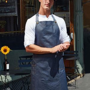 Premier District Waxed Look Denim Bib unisex Sloof