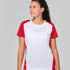 ProAct Gerecycled damessport T-shirt met twee kleuren ronde hals