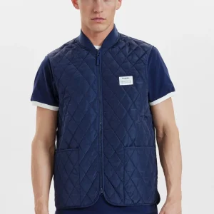 QUILTED ZIP VEST - NAVY