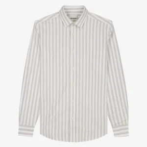 SHIRT BRUSHED FLANNEL - SAND STRIPES
