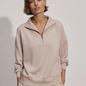 HAWLEY HALF ZIP SWEAT - TAUPE MARL