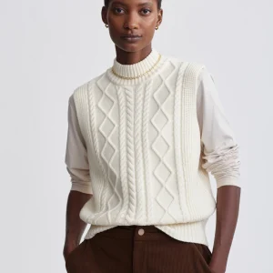 JOILETTE ROLL NECK VEST - EGRET