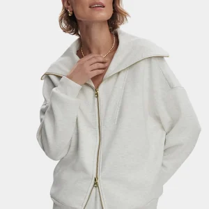 HALLEY ZIP THROUGH SWEAT - IVORY MARL