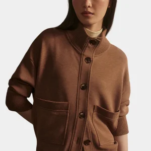 SABRINA BUTTON THROUGH SWEAT - GOLDEN BRONZE MARL