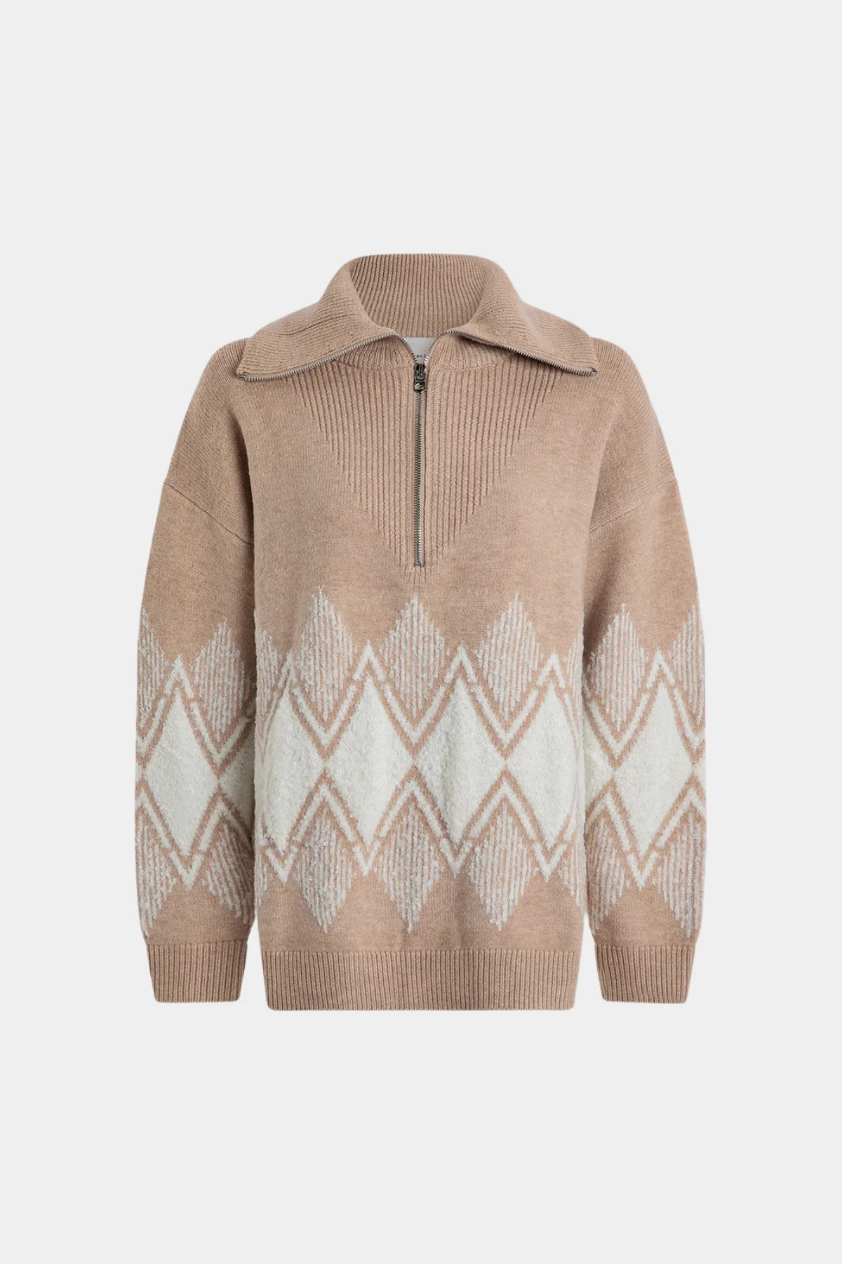 BETTY JACQUARD HALF ZIP - LIGHT TAUPE - Afbeelding 8
