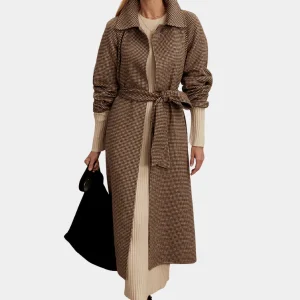 FAIRBOURN BELTED LONG COAT - DEEP TAUPE