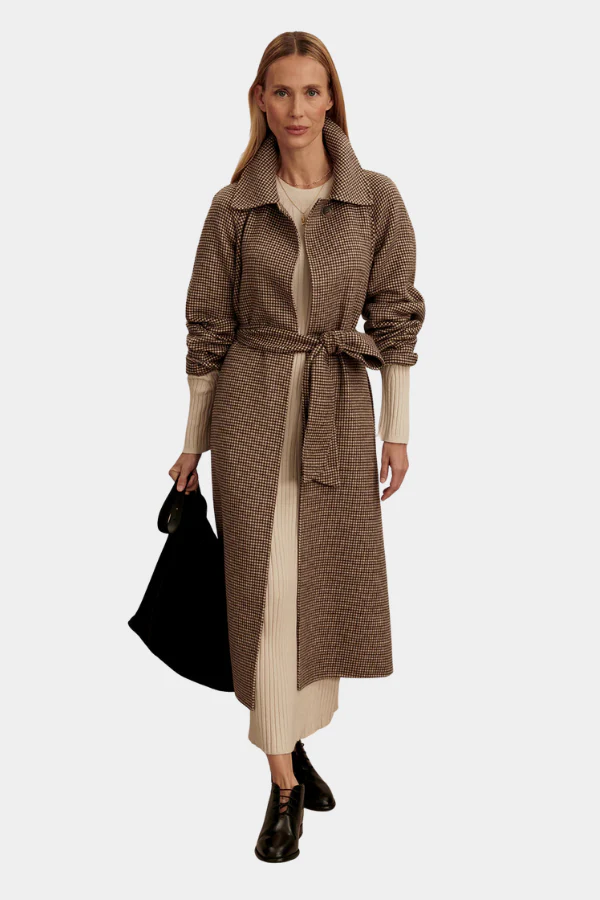 FAIRBOURN BELTED LONG COAT - DEEP TAUPE